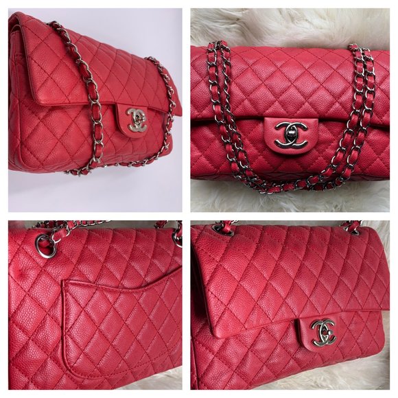 Authentic CHANEL Caviar Red Double Flap Bag - Picture 10 of 13